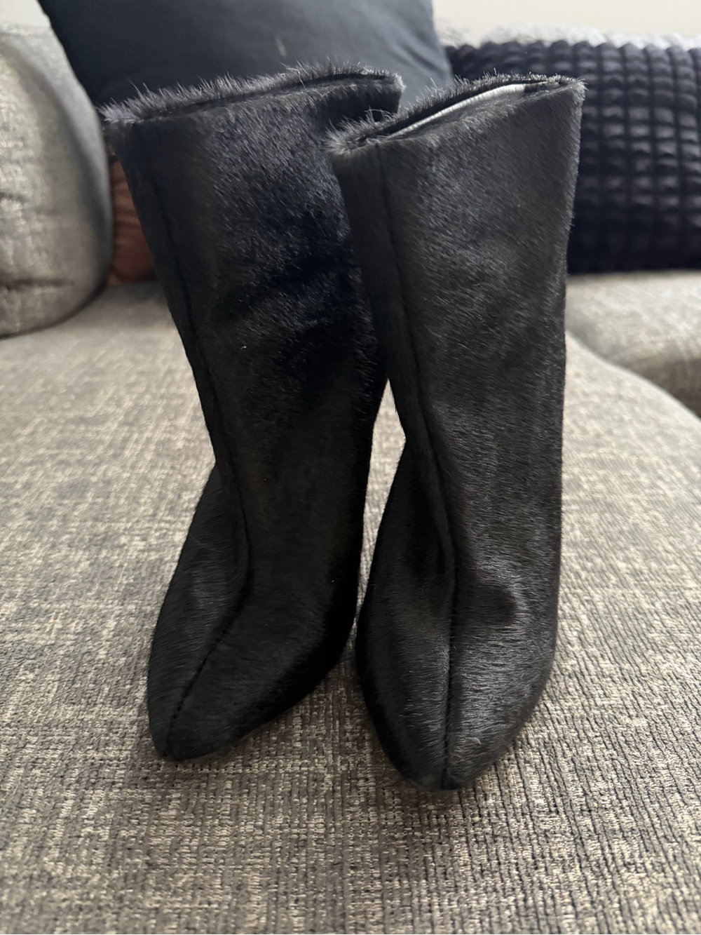 Zara Black pony hair Ankle Booties